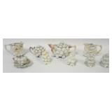 1119	ROYAL BAYREUTH LUSTRE GRAPE CLUSTER TEAPOT, CREAMERS, SUGAR, SALT & PEPPER, CUP & SAUCER, LARGE