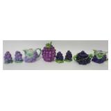 1122	ROYAL BAYREUTH GRAPE CLUSTER CREAMERS, SALTS & PEPPERS & COVERED DISHES, TALLEST APPROXIMATELY 