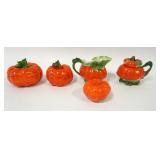 1125	ROYAL BAYREUTH TOMATO COVERED DISHES & CREAMER, LARGEST APPROXIMATELY 3 1/4 IN