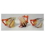 1132	ROYAL BAYREUTH CONCH SHELL PITCHERS, LARGEST APPROXIMATELY 8 IN HIGH