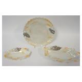 1137	ROYAL BAYREUTH LUSTRE SHELL DISHES & OVAL BOWL, LARGEST PIECE APPROXIMATELY 10 1/4 IN