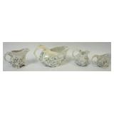 1141	ROYAL BAYREUTH LUSTRE CONCH SHELL PITCHER & CREAMERS, LARGEST APPROXIMATELY 5 1/2 IN HIGH