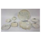 1142	ROYAL BAYREUTH LUSTRE CONCH SHELL BOWLS & TRAYS, LARGEST APPROXIMATELY 10 1/2 IN