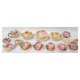 1148	ROYAL BAYREUTH ROSE SHAPED BOWLS, CUPS, SAUCERS, LARGEST APPROXIMATELY 8 1/4 IN HIGH