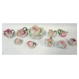 1149	ROYAL BAYREUTH ROSE SHAPED COVERED DISHES, CANDLESTICK, LARGEST PIECE APPROXIMATELY 4 IN HIGH