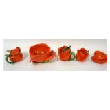 1150	ROYAL BAYREUTH ROSE BOWLS, COVERED DISHES, LARGEST PIECE APPROXIMATELY 3 1/2 IN HIGH