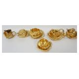 1151	ROYAL BAYREUTH GILT DECORATED CHINA, CANDLESTICK, TEACUPS & SAUCERS, COVERED DISHES, LARGEST AP