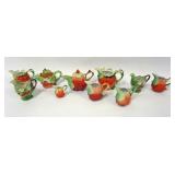 1153	ROYAL BAYREUTH STRAWBERRY CREAMERS & TEAPOTS, LARGEST APPROXIMATELY 5 IN HIGH