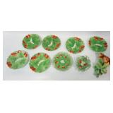 1156	ROYAL BAYREUTH STRAWBERRY ASSORTMENT OF PLATES, NAPPY & WALL POCKET, LARGEST PIECE APPROXIMATEL