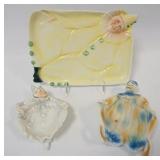 1160	ROYAL BAYREUTH HARLEQUIN CLOWN TRAYS, LARGEST APPROXIMATELY 10 IN X 8 IN