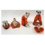 1161	ROYAL BAYREUTH HARLEQUIN CLOWN CANDLESTICKS & MATCH HOLDER, LARGEST PIECE APPROXIMATELY 7 IN HI