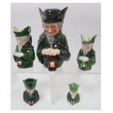 1175	ROYAL BAYREUTH LAMPLIGHTER PITCHER, CREAMERS, TOBACCO JAR, TOOTHPICKS AND SHAKERS, LARGEST PIEC