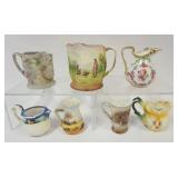 1184	ROYAL BAYREUTH GROUP OF ASSORTED PITCHERS/CREAMERS, TALLEST APPROXIMATELY 5 IN H