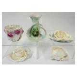 1189	ROYAL BAYREUTH GROUP OF ASSORTED LUSTREWARE, BOWLS, CANDLESTICKS, OVAL DISH, TALLEST APPROXIMAT