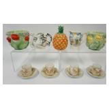 1191	ROYAL BAYREUTH GROUP OF ASSORTED CUPS AND SAUCERS, BOWLS, CREAMERS, COVERED BOWL