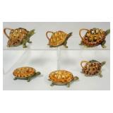 1198	ROYAL BAYREUTH TURTLE CREAMERS AND COVERED TRINKET BOXES, TALLEST PIECE APPROXIMATELY 3 1/2 IN