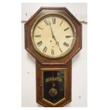 1214	ATKIN WALL REGULATOR CLOCK, APPROXIMATELY 17 IN X 3 IN X 31 IN