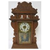 1215	SESSIONS GINGERBREAD PRESSED WOOD CLOCK, APPROXIMATELY 16 IN X 5 IN X 25 IN
