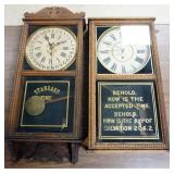 1233	GROUP OF 2 ANTIQUE WALL CLOCKS, LARGEST APPROXIMATELY 16 IN X 37 IN X 5 IN 