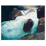 WATERFALL WATERCOLOR | rapids Watercolor on Paper 9 x 12 in. Sight initialed Lower right, unframed D