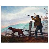 HUNTING DOG WATERCOLOR | Hunting dog Watercolor on paper 9 x 12 in. Sight Initialed lower right, unf
