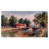 BLASIUS (Italian 1908-1979) WATERCOLOR | country home Watercolor on paper 5 x 9 in. Sight Signed & d