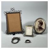 (5pc) STERLING & SILVER PLATE PICTURE FRAMES | Including: large Sterling silver rectangular frame wi