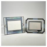(2pc) PAIR STAINED GLASS PICTURE FRAMES | Two stained glass picture frames. - w. 8 x l. 9.75 in (lar