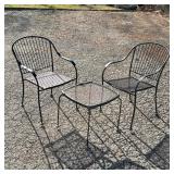 (3pc) ARM CHAIRS & SIDE TABLES | Pair of arm chairs with side table Dimensions: h. 33 x w. 26 x l. 2