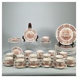 (55pc) FAIR WINDS COPPER ENGRAVINGS DISH SET | Fair Winds Historical Scenes of Chinese Export to Ame