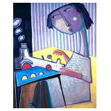ANGEL BOTELLO (1913-1986) POSTER | Girl with her toy. Framed poster 28 x 22 in. Sight Print signed l