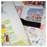 (4pc) MAGGIE STONE ILLUSTRATIONS | Various architectural and other illustrations including: sitting 
