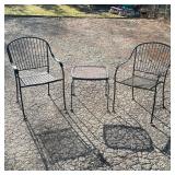 (3pc) ARM CHAIRS & SIDE TABLE | Pair of armchairs with a side table Dimensions: h. 33 x w. 26 x l. 2