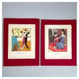 (2pc) PAIR GAZETTE DU BON TON FASHION PLATES | Pair of French fashion plate prints from La Gazette D