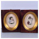 (2pc) Pair Framed Prints | Framed prints of children. Dimensions: h. 5.75 x w. 4.75 x d. 1.25 in (Si