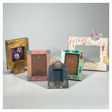 (5pc) Wooden Decorative Frames | One gold painted with stand. Dimensions: h. 10 x w. 11.5 in (larges