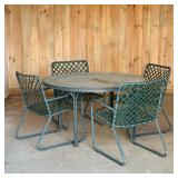 (5pc) PATIO TABLE & CHAIRS | Dimensions: h. 27 x dia. 48 in (table)