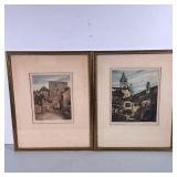 (2pc) Pair Signed Color Prints | Dimensions: h. 14.75 x w. 11.75 in (Sight: 7.25 x 6)