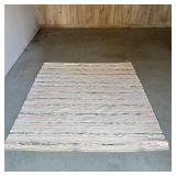LARGE KNOTTED RUG | Large knotted area rug with streaks of grey & pink Dimensions: w. 84 x l. 96 in