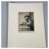 WILLIAM AUERBACH-LEVY (1889-1964) SIGNED ETCHING | Torah / The Law. Etching on paper 8.5 x 6.5 in. s