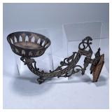 CAST IRON WALL SCONCE | Cast iron large candle wall sconce. Dimensions: h. 8 x w. 5.25 x l. 13 in