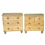 NEAR PAIR LIGHT PINE RUSTIC COUNTRY SIDE TABLE CABINETS