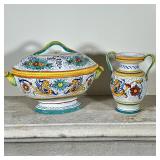 Italian Pottery Tureen And Vase