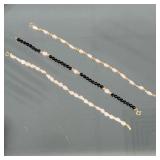(3pc) 14K GOLD & PEARL BRACELETS | Including 2 freshwater pearl bracelets with 14K gold beads & clas