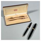 (3pc) Vintage 14K Gold Filled Cross Pen Set, Fountain Pen And Other | Cross set in box, made in USA.
