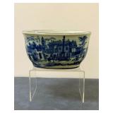Victoria Ironstone Bowl | Victoria Ironstone (Staffordshire, England) bowl, features a blue-and-whit
