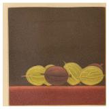 Joop Vegter (Danish, 1931-2017) Mezzotint - "Gooseberries" | Gooseberries on a dark background. Mezz