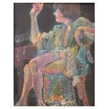 Unknown Artist, Pastel - "Lonely Spaces, Holy Places" | Abstract, colorful portrait of a woman sitti