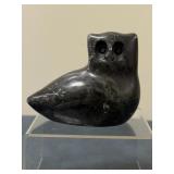 Inuit Figurine (Alaskan) - Owl Nesting | Stone carving of an owl nesting. Soapstone carving Signed b