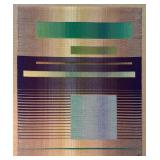 Grethen Romey Tanzer (American, 1957-) Woven Art - "Green Bar" | Tapestry of fine cotton thread, han
